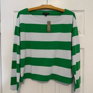 J.Crew Bold Green and White Striped Top